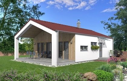 Nízkoenergetický bungalov Praktik Uno - 108 m2 zastavaná plocha